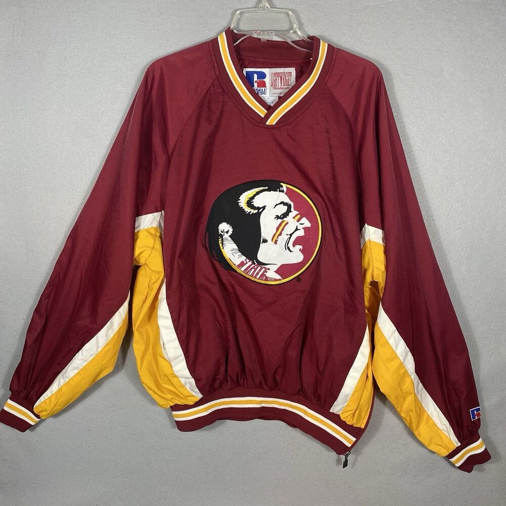Florida State Seminoles Russell Athletic Pullover Jacket Vintage Large Red Gold